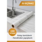 PooleMark 5 Metre Beyaz Mermer Desenli Yapışkanlı Folyo | Su Geçirmez Duvar Dolap Masa Kaplama (60x500 cm)