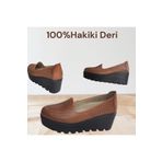 POOMA 2403 taba kadın dolgu topuk lazerli ayakkabı
