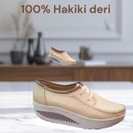 Pooma Hakiki Deri Bayan Yürüyüş Ayakkabı - Bej - Bej