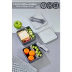 Poomy 2 Katlı Kare Beslenme Kabı - Yemek Kabı - Saklama Kabı Seti - Sefer Tası