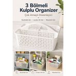 Poomy 3 Bölmeli Kulplu Organizer Çok Amaçlı Buzdolabı Lavabo Altı Masaüstü Düzenleyici Sepet