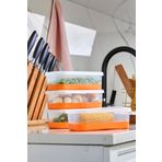 Poomy 4'Lü Set Silikon Tabanlı Dikdörtgen 1000 ml Difriz Saklama Kabı - Derin Dondurucu Saklama Kabı