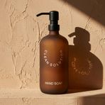 Poomy 500 ml Amber Cam Sıvı Sabunluk - Siyah Mat Pompalı, Buzlu Cam Şık Tasarım, Banyo ve Mutfak İçin Dekoratif Sabun Şişesi