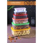 Poomy 6 Lı Dikdörtgen Şeffaf Renkli Kapaklı Saklama Kabı Seti 300 ml-500 ml-800 ml-1200 ml-1900 ml-2900