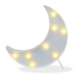 Pooqla Dekoratif LED Hilal Ay Markiz İşareti - Ay Markiz Harfleri LED Işıklar - Çocuk Odası Gece Lambası Çocuklar için Hediye - Ev için Ramazan Süslemeleri (Beyaz)