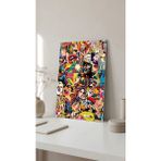 Pop Art Kolaj Cam Tablo 4mm Temperli, Premium Uv Baskılı Kırılmaz Duvar Tablosu - 60 x 90 - Çok Renkli