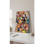 Pop Art Kolaj Cam Tablo 4mm Temperli, Premium Uv Baskılı Kırılmaz Duvar Tablosu - 80 x 125 - Çok Renkli