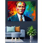Pop Art Mustafa Kemal Atatürk Portresi Dekoratif Kanvas - Mdf Ahşap Tablo