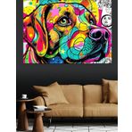 Pop Art Renkli Köpek Dekoratif Kanvas - Mdf Ahşap Tablo