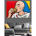 Pop Art Yemek Yiyen Adam Dekoratif Kanvas - Mdf Ahşap Tablo