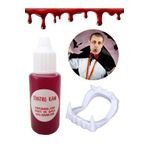 POP KONSOL Vampir Kanı Ve Vampir Dişi Set Yapay Kan Parti Şaka Malzemesi Beyaz PP192301