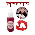 POP KONSOL Vampir Kanı Ve Vampir Dişi Set Yapay Kan Parti Şaka Malzemesi Kırmızı PP192302