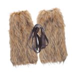 POPETPOP 1 Çifti Viking Kostüm Yetişkinler Için Koşu Bacak Isıtıcıları Sarma Sahte Kürk Ortaçağ Bulanık Bacak Yürüyüşçü Boot Cover Warrior Shin Muhafızları Cosplay Aksesuar
