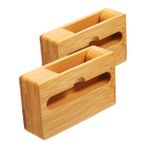 POPETPOP 2pcs Creative Bambu Hoparlör Stand Çok Fonksiyonlu Telefon Amplifikatör Dock Evrensel Ses Amplifikatör Tutucu Masaüstü Yaratıcı Hoparlör Stand
