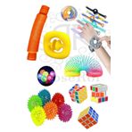 Popit Çarklı Dönen Bileklik Pop Tubes Snapperz Zeka Küpü Işıklı Dikenli Top Stres Yayı 6'lı Set