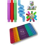 Popit Push Bubble Tavla Satranç ve 5 Adet Pop Tubes Eğitici Oyuncak Set