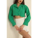 Poplin Crop Gömlek Yeşil S3060