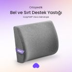 Popo Pillow Ortopedik Bel Ve Sırt Destek Yastığı, Cosypur® Visco Teknolojisi - Gri - 34 x 36 cm