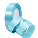 POPOYU 22 m bebek mavisi saten bant, makaron mavisi, polyester, çift taraflı, 20 mm bant, balon bandı, kumaş bant, Noel bandı, saç kurdeleleri, pasta, düğün, Noel dekorasyonu için