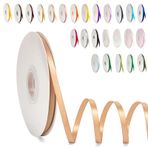 POPOYU Saten Balon Bandı, Şampanya Altın, Kartlar, Karalama Defterleri, Hediye Paketleri, Süslemeler, Çiçekler, Kutular, Masa Kartları, Pasta Takma, Düğün, Noel için, 6 mm x 91 m