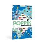 Poppik Discovery çıkartma seti, dünya bayrakları, 7 yaşından büyük çocuklar için, çocuklar için eğitim posteri, mavi, 100 x 68 cm