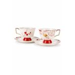 Poppy Kahve Fincan Seti, Porselen, Kırmızı Çiçek Desenli, 90cc, 2 Fincan 2 Tabak, Luxury Collection, Butik 2 kişilik