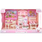 PopŞeker Bay Dreamy Mini Tavşan Büyük Mutfak Oyun Seti - Aksesuarlı Tavşan Evi - Kareler Çok Renkli