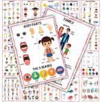 Popseker Eğitici 20 Konu 350 + Kelime Ingilizce Türkçe Ilk Kelimelerim Görsel Hafıza Poster Seti 24 x 33 cm 20'li