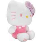 PopŞeker Hello Kitty Pembe Tulumlu Peluş Oyuncak – 22 cm Yumuşak Figür - Kareler Çok Renkli