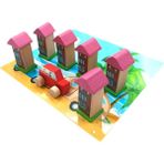 PopŞeker Minik Şehir Kurucuları Için Mükemmel Bir Set: Ahşap Oyuncak Apartman Sitesi - Ahşap Desenli