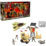 PopŞeker The Corps Mission Terrain Battle Askerî Oyun Seti – Jet, Tank, Arazi Aracı ve 4 Eklemli Asker Figürü - Kareler Çok Renkli