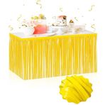 popüler Kendinden Yapışkanlı Makaron Sarı Püsküllü Masa Eteği – 75 x 275 cm Parti Süslem
