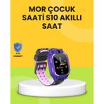 popüler S10 Akıllı Çocuk Saati Mor Tasarım Adımsayar ve Alarm Fonksiyonlu 2026