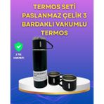 Popüler Sepet Çelik Termos Bardak Seti | 500 ml Kapasite, Kaymaz Taban, Hediye Kutulu