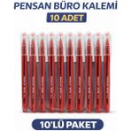 Popüler Sepet Pensan Büro 2270 Kırmızı Tükenmez Kalem 1.0 mm Medium Yerli Üretim 10 Adet