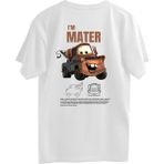 Populus Mater Cars Ön Arka Baskılı Tişört - 2XL - Beyaz