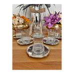 P&ORA PREMIUM KITCHEN PRODUCTS KRİSTAL GÜMÜŞ YALDIZLI BARDAK 12 PARÇA 6 KİŞİLİK GÜMÜŞ METAL TABAKLI GÜMÜŞ DETAYLI ÇAY SETİ ÇAY TAKIMI