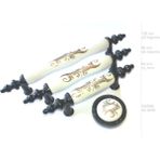 Porcellana Perla 64 mm - (6,4 Cm) Gerçek Porselen Kulp-Siyah Renk Bağlantı AYAĞI-100AU-ALTIN Kardelen Çiçek Desen