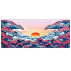 Porge Gamer Mouse Pad 90x40 Mouse Pad XXL Büyük Oyuncu Renkli Mousepad (Renkli Kanagawa, 90x40 cm 3mm kalınlık)