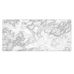 Porge Gaming Mouse Pad 120x60 cm XXXL Büyük Dikişli Kenar Speed Oyuncu Mouse Pad(Topographic Black) (White Topography)