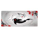 Porge Gaming Mouse Pad 80x30 Mouse Pad XXL Büyük Oyuncu Mouse Pad Speed Mousepad (White and Black Koi, 80x30 cm (3mm kalınlık))