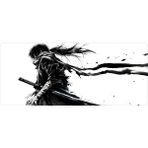 Porge Pro Gaming Mouse Pad 80X30 Samurai Mouse Pad Xl Büyük Oyuncu Mousepad Kenar Dikişli Yıkanabilir Speed Mause Pad - Siyah - Beyaz