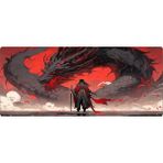 Porge Pro Gaming Mouse Pad 90X40 Samurai Mouse Pad Xxl Büyük Oyuncu Mousepad Kenar Dikişli Yıkanabilir Speed Mause Pad - Kırmızı