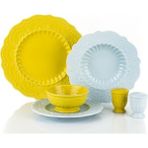 Porio 26 Parça Sarı Mavi Dolomite Yemek Takımı