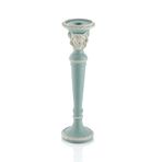 Porio PR30-1104 Mavi-Beyaz 31x10 cm Güllü Küçük Boy Mumluk