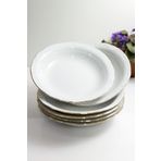 Porland Altın Yaldızlı Porselen 6'lı 19 cm Çukur Yemek Tabak