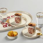 Porland Arabesque Desen 6 2 Kişilik 8 Parça Kahve İkram Takımı