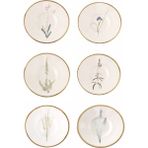 Porland Botanical 11 cm Renkli Porselen Çay Tabağı 6 Parça Altın Yaldızlı Tasarım