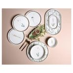 Porland Botanical 27 Parça 6 Kişilik Beyaz Desenli Porselen Yemek Takımı