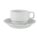 Porland Collet Beyaz 150 cc Tabaklı Çay Fincanı